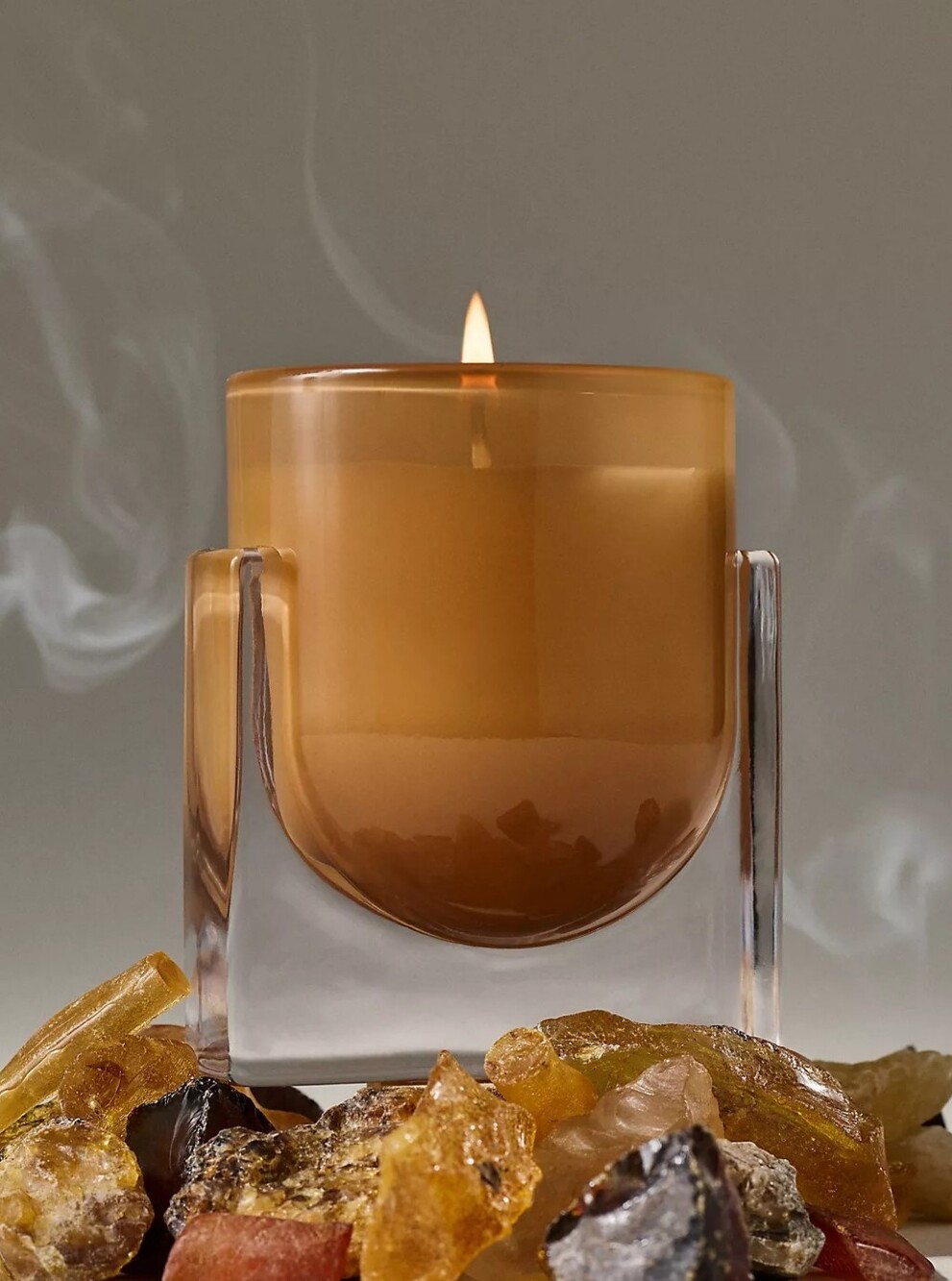 Anthropologie Found Notes Woody Incense & Amber Glass Candle 9.17 oz.